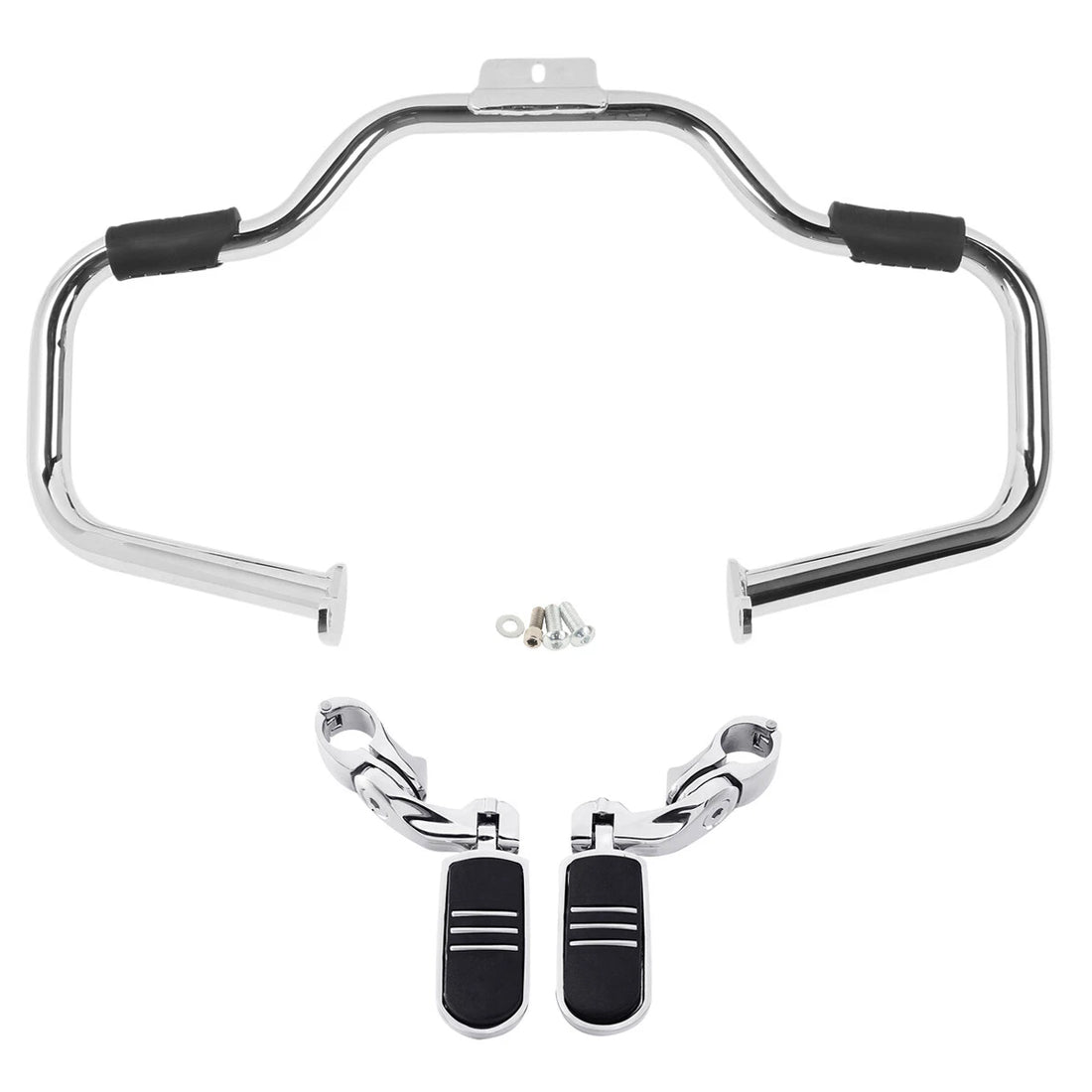 Mustache Engine Guard Highway Bar Footpegs Fit For Harley Softail 2000-17 Chrome
