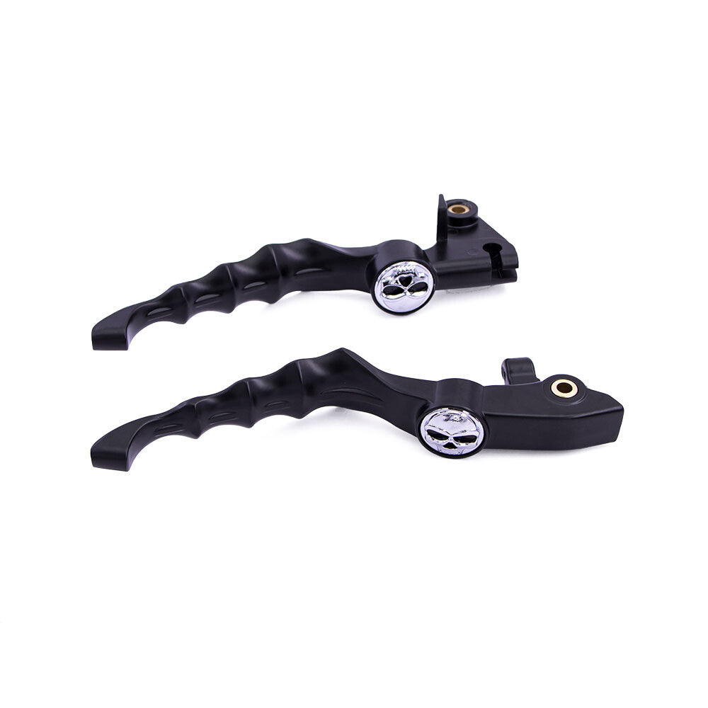 Pair Chrome Skull Brake Clutch Lever For Yamaha V-Star 650 1100 Custom 1999-2009