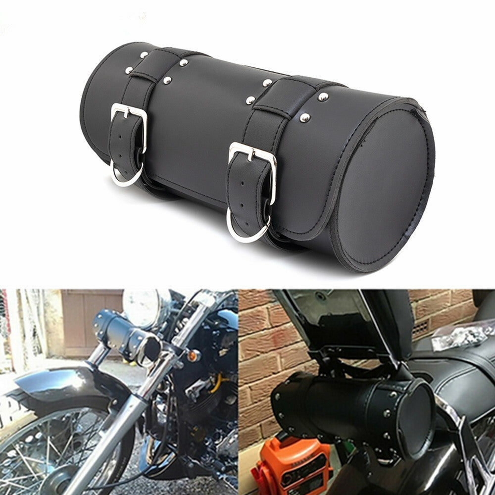 Black Round Front Fork Tool Bag SaddleBag Storage Pouch Luggage Handlebar Bag