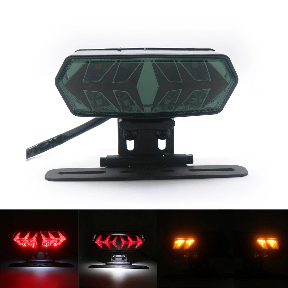 New LED Smoke Tail Brake Turn Signal Light Bracket Mount License Plate Light