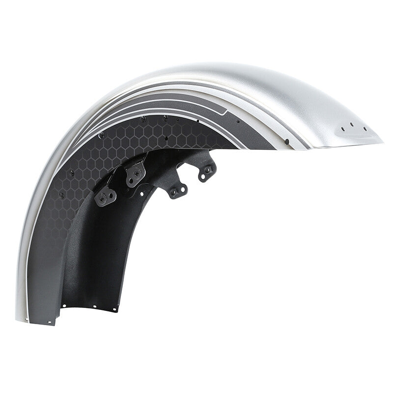 Front Fender Fits For Harley Electra Glide 2014-2024 Silver/Black Honeycomb Fade