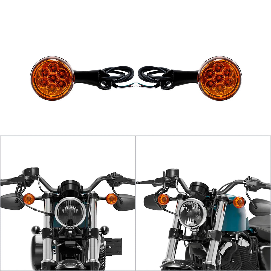 Motorcycle Front Turn Signal LED Amber Lights Fit For Harley XL48 XL1200X 16-22