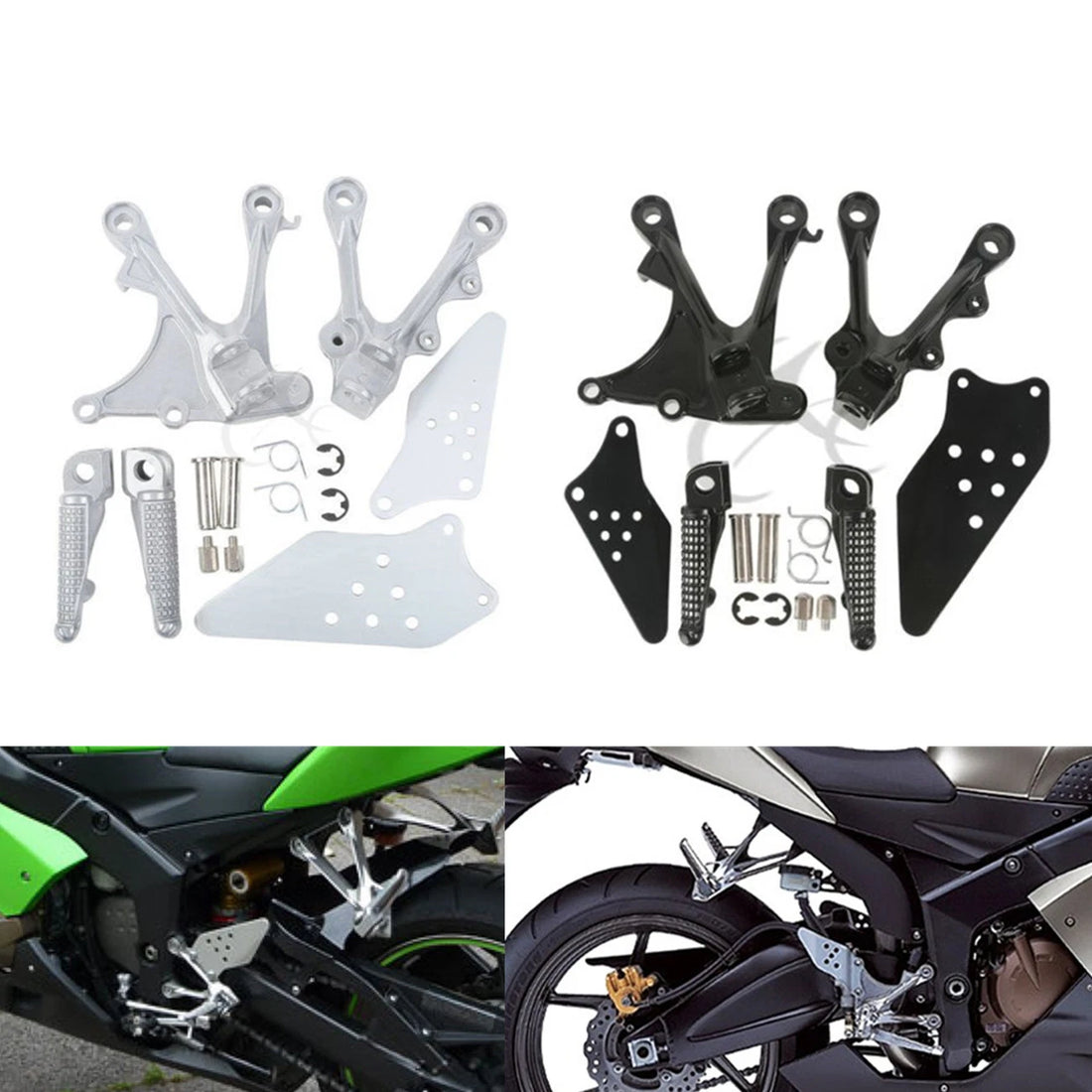 Front Footrest Foot Pegs Bracket Fit For Kawasaki Ninja ZX6R 05-08 ZX636 05-06