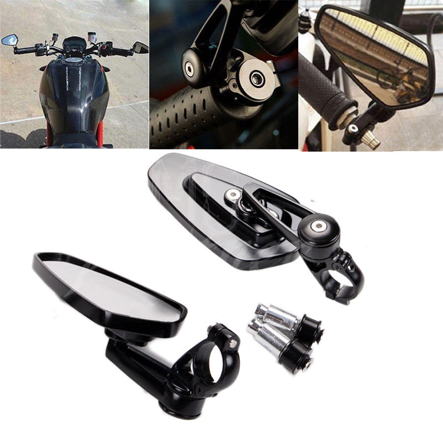 Universal Black Motorcycle Billet Aluminum 7/8" 22 Bar End Rearview Side Mirrors