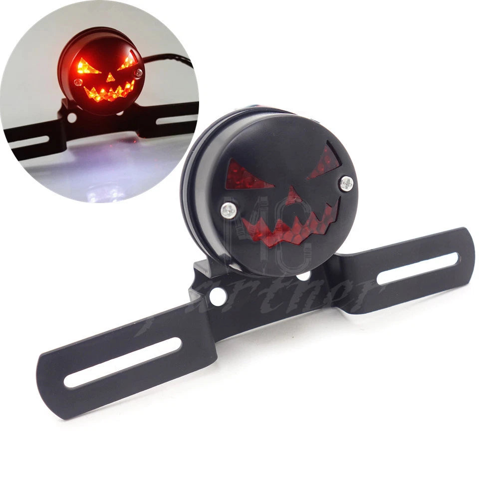 Motorcycle LED Vintage Pumpkin Tail Brake Light For Cafe Bobber Cruiser Chopper