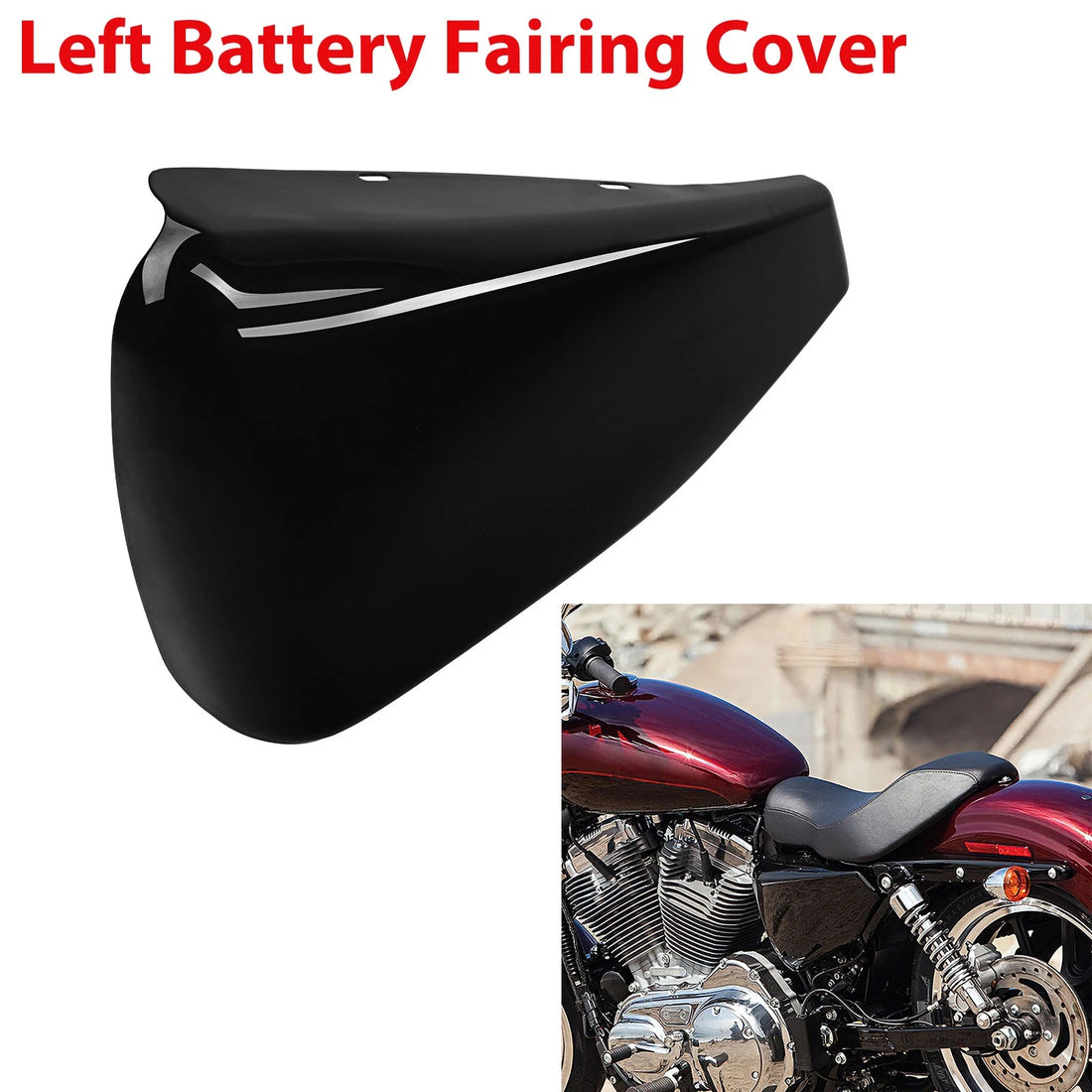 Left Battery Fairing Cover w/ Clips Fit For Harley Sportster XL883 XL1200 14-22