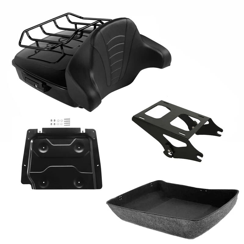Chopped Trunk Backrest Pad Mount Rack Fit For Harley CVO Street Glide 2014-2026