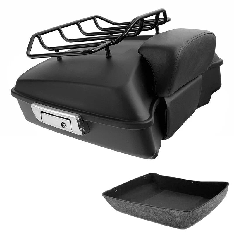 Matte Black Chopped Trunk Backrest Luggage Rack Fit For Harley Road Glide 14-26