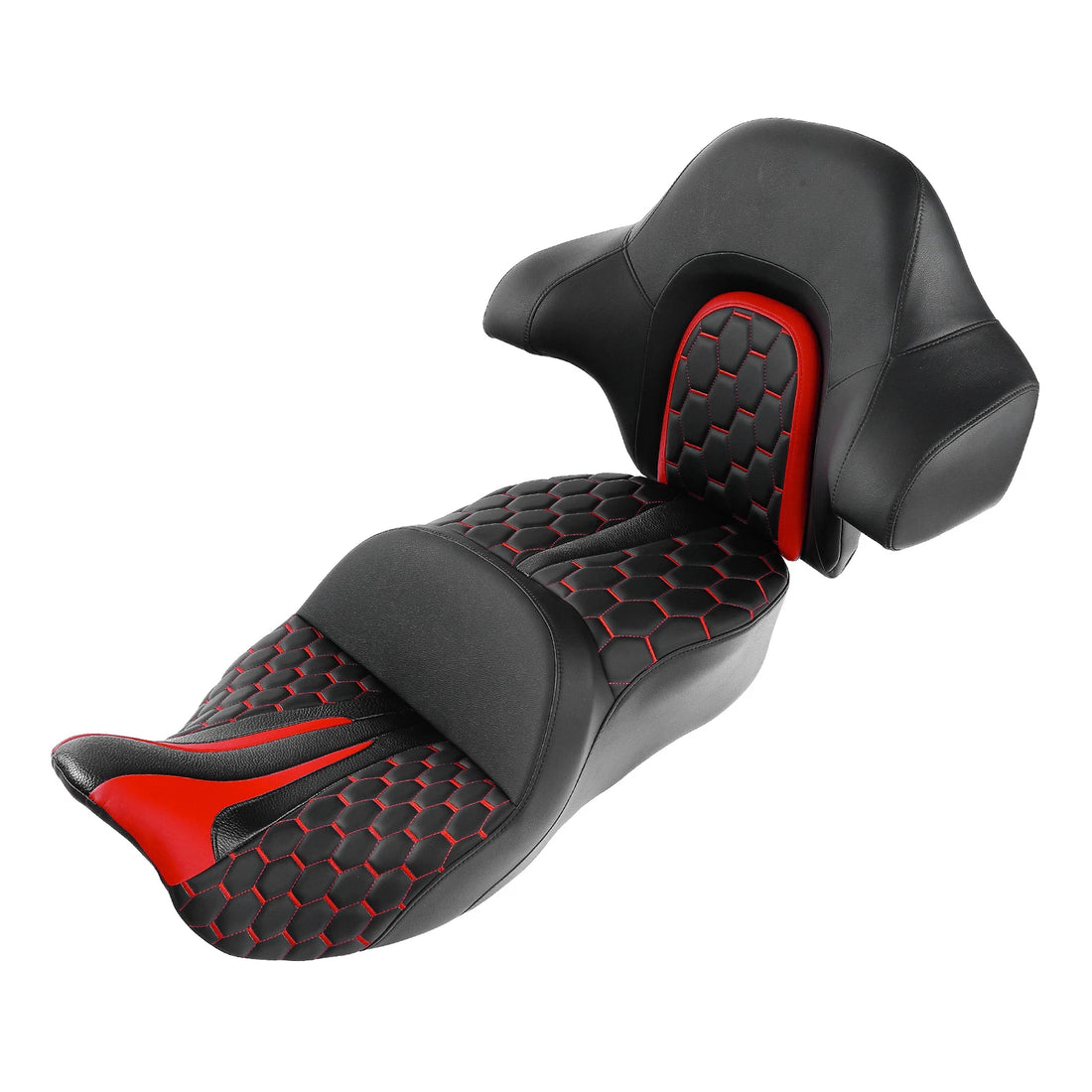 Black Red Driver Passenger Seat Backrest Pad Fit For Harley Electra Glide 14-23