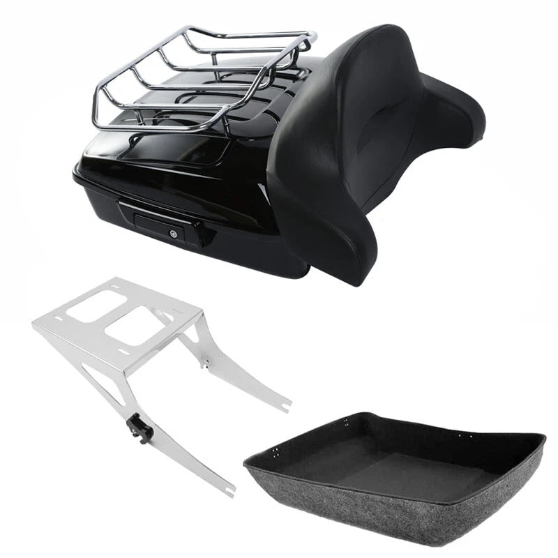 Chopped Trunk Backrest Pad Rack Two-Up Mount Fit For Harley Fat Boy 2008-17