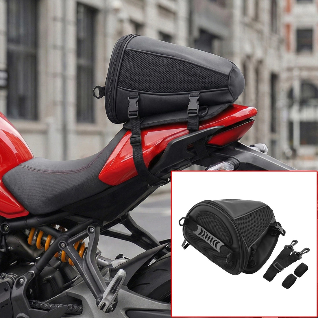 Motorcycle Rear Seat Tail Bag Motorbike Tool Bag Storage Universal