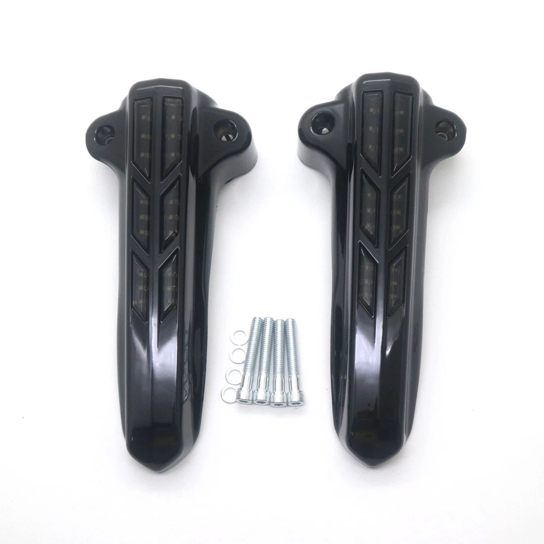 Red LED Light Front Lower Fork Leg Black Covers For Harley FLHR FLHT FLHX 14-17