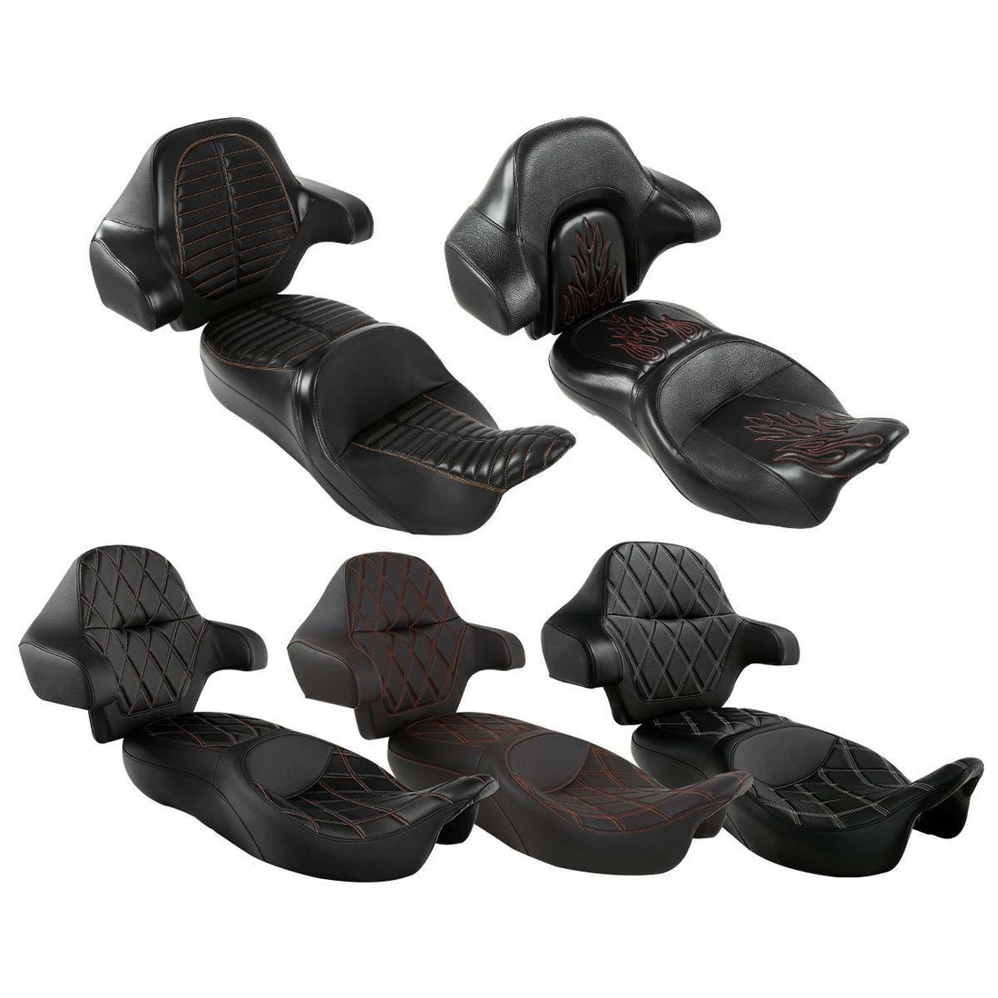 Driver Passenger Seat Backrest Pad Fit For Harley Touring Road Glide 14-23 Black