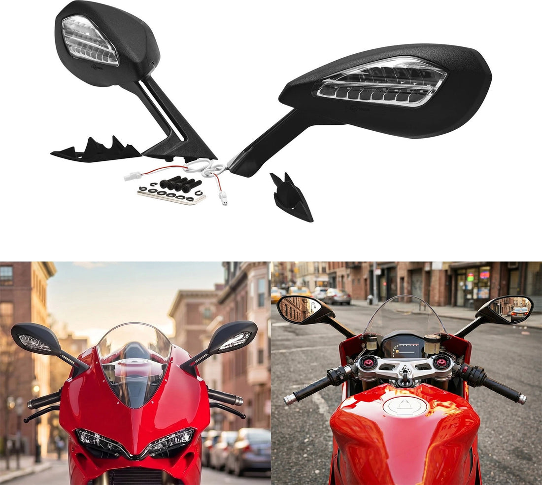 Rear View Mirrors with LED Turn Signals Light Fit For Ducati Panigale 959 1299
