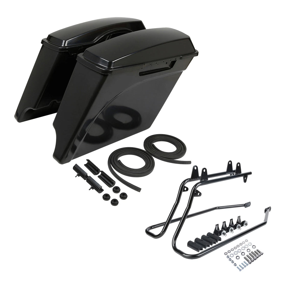 5" Stretched Hard Saddlebag & Bracket Fit For Harley Softail Deluxe Flstn 84-17