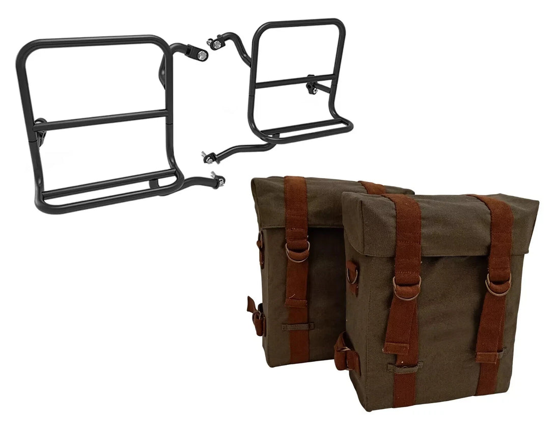 Fit For Classic 350 500 Royal Enfield Olive Military Pannier & Fitting Frame