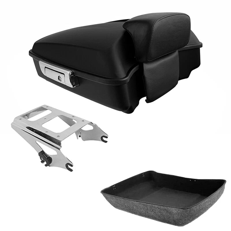 Matte Black Chopped Trunk Backrest Mount Fit For Harley Touring Road King 09-13