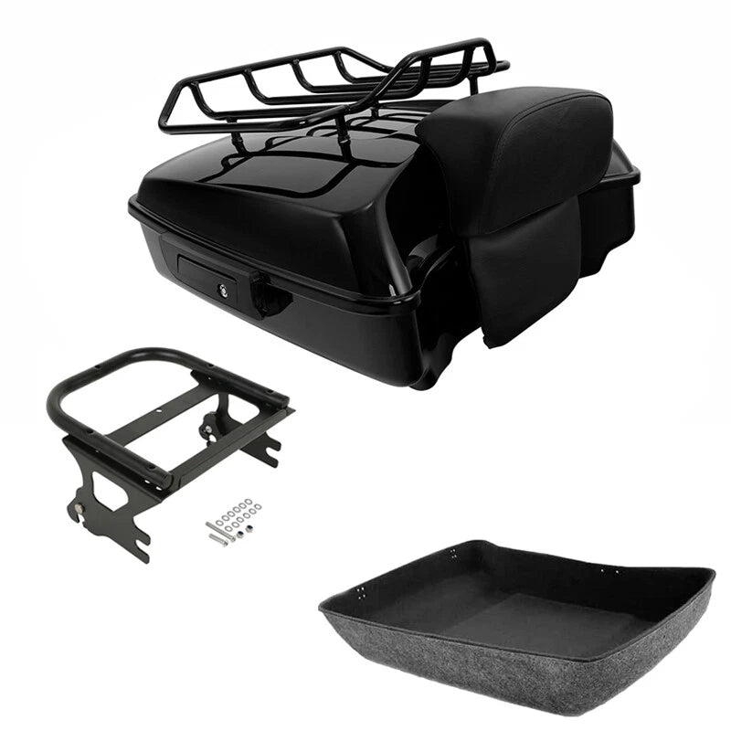 Black Chopped Trunk Pad Rack Fit For Harley Touring Road Glide 97-2008 US
