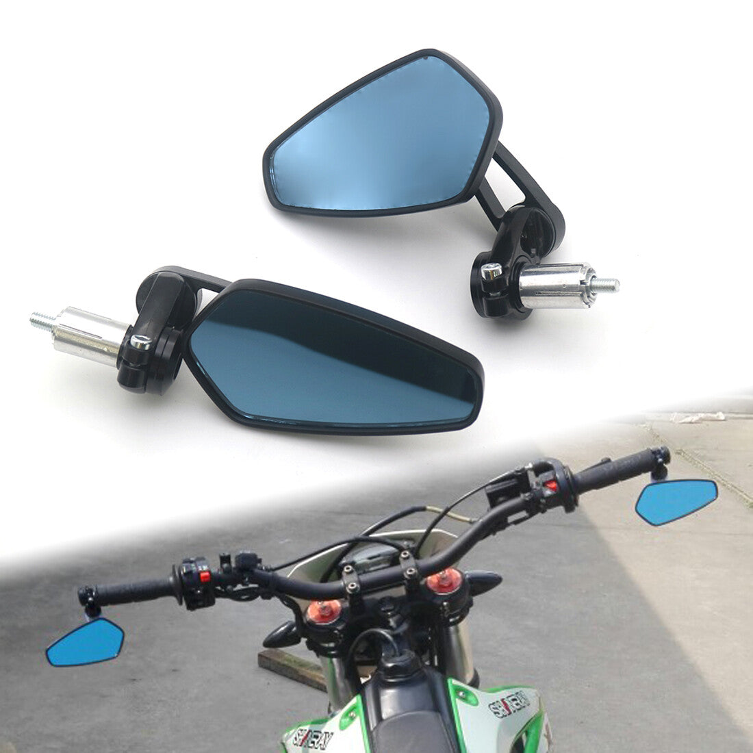 Motorcycle 7/8" Black Billet Aluminum Bar End Rearview Side Mirror For Honda