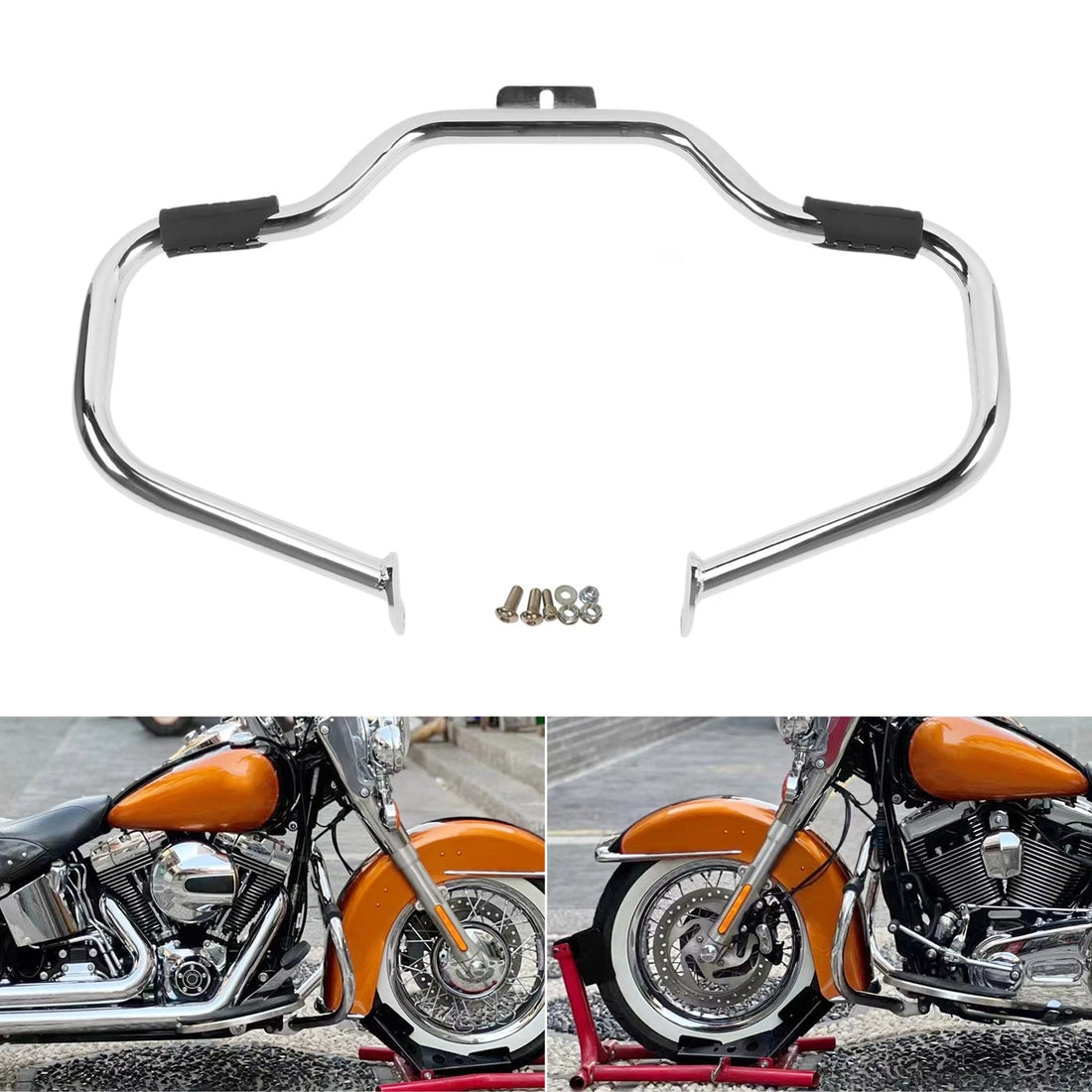 Chrome Engine Guard Bar Fit For Harley Heritage Softail Classic Flstc 2000-2017