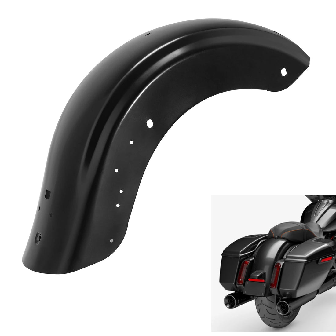 Vivid Black Rear Fender Fit For Harley Cvo Road Street Glide 2023-2026