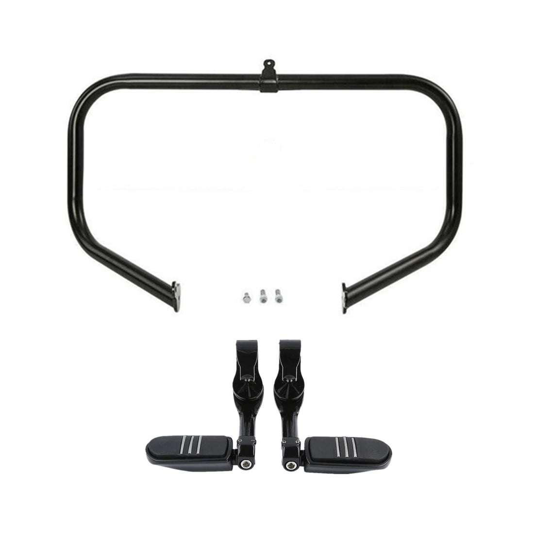 Engine Crash Bar Long Angled Foot Pegs Fit For Harley Touring Street Glide 09-24