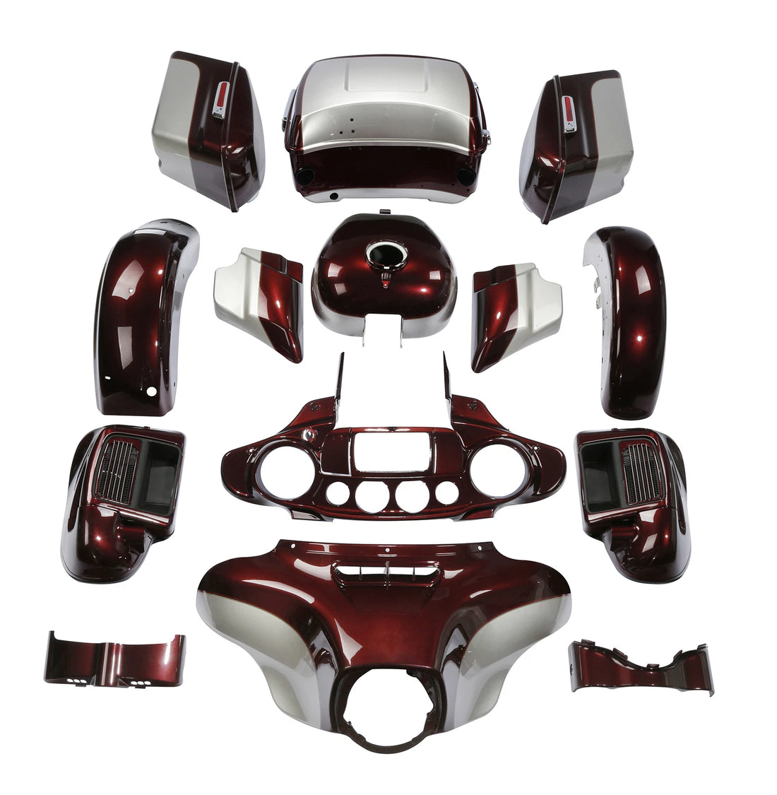 Fairings Body Kit Fit For Harley Electra Glide 14+ Twisted Cherry/Silver Fortune