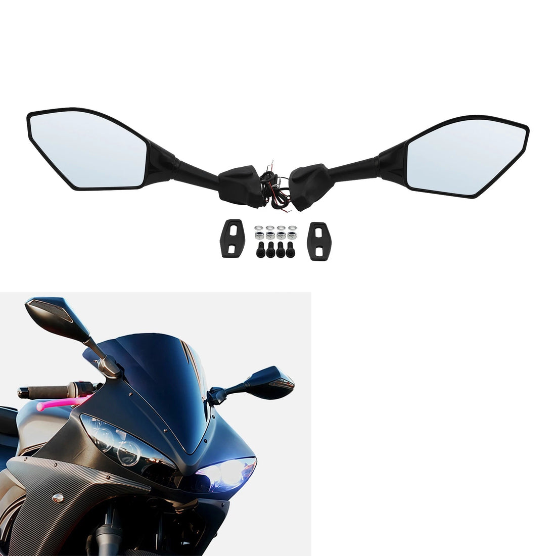Rearview Mirror LED Turn Signal Fit For Suzuki GSXR 600 750 GSXR1000 2001-2005