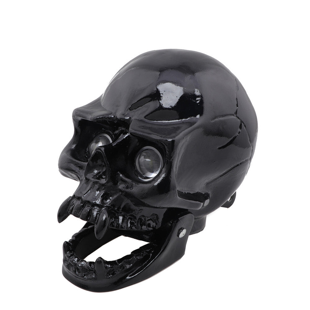 Motorcycle Black LED Skull Headlight Lamp For Harley Choppers Cruiser Custom