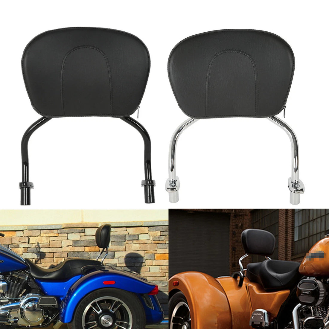 Detachable Sissy Bar Pad Backrest For Harley Flrt Freewheeler 15-25 Chrome/Black