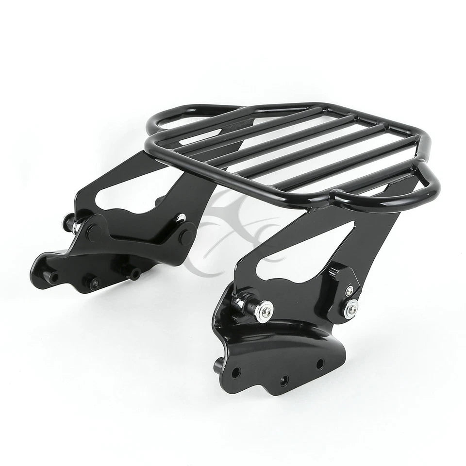 Black Two Up Luggage Rack + 4 Point Docking Fit For Harley Electra Glide 2009-13