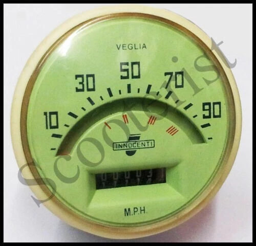 FOR Lambretta LI TV Series 1/2 Round Green Face Speedo Speedometer 90Mph Italian