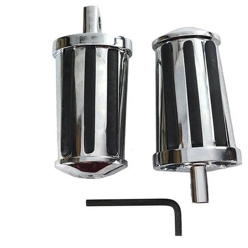 V-Twin 27-1232 Chrome & Rubber Rail Style Mega Foot Pegs for Harley Male Mount