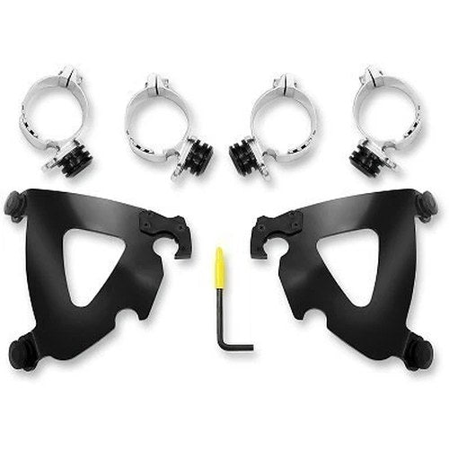 Memphis Shades Black Road Warrior Fairing Mounting Kit for Harley Dyna 06-17