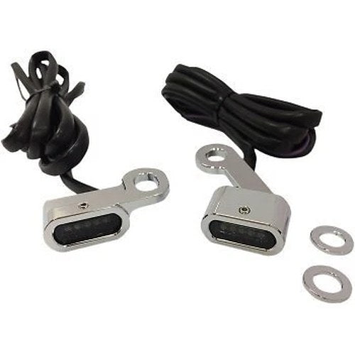 Drag Specialties Chrome Smoke LED Handlebar Marker Lights for Sportster 04-21