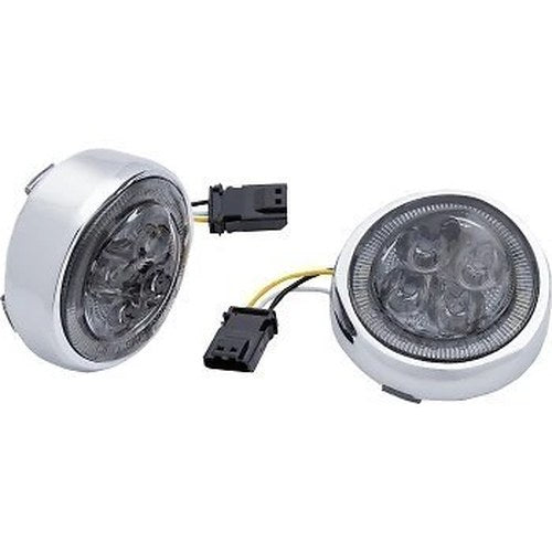 Ciro 45603 Chrome/Smoke LED Lighted Fang Front Signal Light Inserts with Bezel