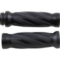 Drag Specialties 0630-2690 Matte Black Twisted Grips for Harley Electronic Tbw