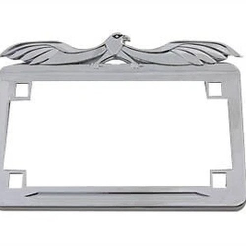 V-Twin 42-1037 Chrome 4" x 7" License Plate Frame Flying Eagle for Motorcycles