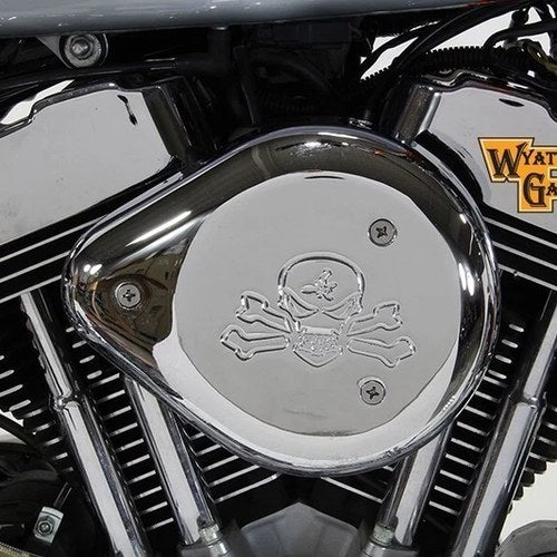 V-Twin 34-1704 Chrome Skull Wyatt Gatling Air Cleaner Assembly Sportster 91-06