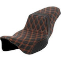 Saddlemen Extended Reach Step-Up Seat Orange Lattice Stitch for 08-23 Touring