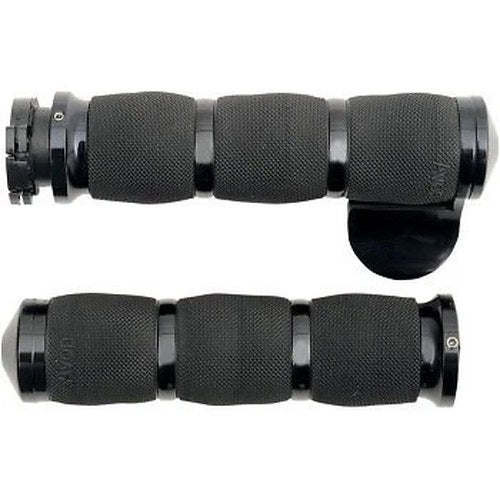 Avon MT-AIR-90-AN-B Black 3-Ring Cushioned Hand Grips w/ Throttle Boss
