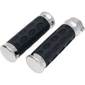 Drag Specialties Hotop Chrome/Rubber Hand Grips for Harley Cable Op Throttle