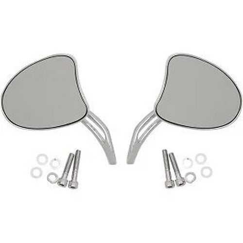 Drag Specialties 0640-1097 Chrome Tapered Mirrors with Short Slotted Stem