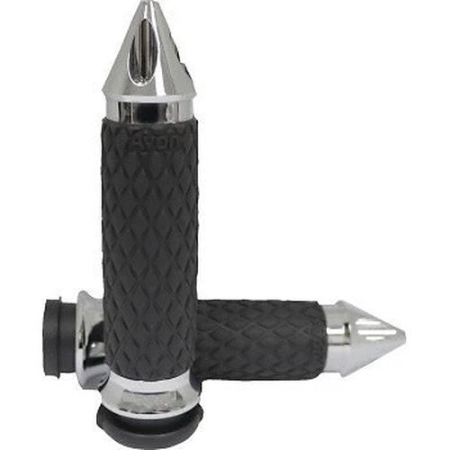 Avon Chrome Diamond Contour Spike Hand Grips for Harley Electronic Tbw