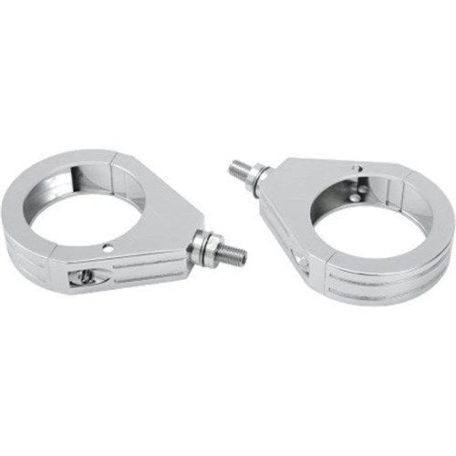 Drag Specialties 2040-0461 Chrome 49mm Chrome Grooved Turn Signal Clamps