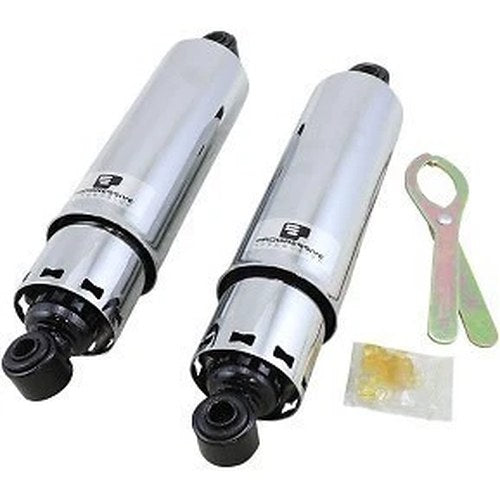 Progressive 412-4035C Chrome 12" Covered 412 Series Shocks for 85-86 Wide Glide