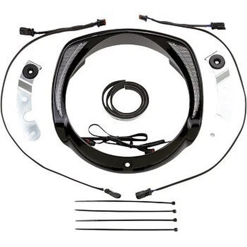 Ciro 45206 Black White/Amber LED Fang Headlight Bezel for 14-21 FLHT/FLHX