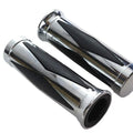 V-Twin 28-0446 Chrome & Rubber Hand Grips Diamond Style for Harley 1"