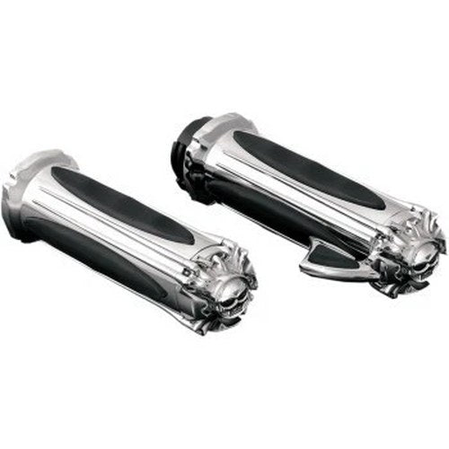 Kuryakyn 6297 Chrome Zombie Skull Hand Grips Premium Harley Electronic Throttle