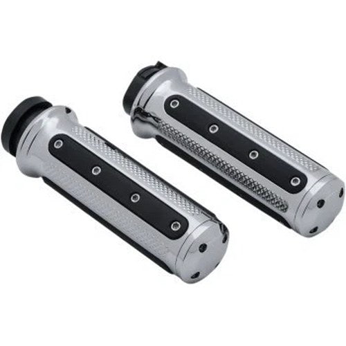 Kuryakyn 6120 Chrome Heavy Industry Hand Grips for Harley Cable Op Throttle